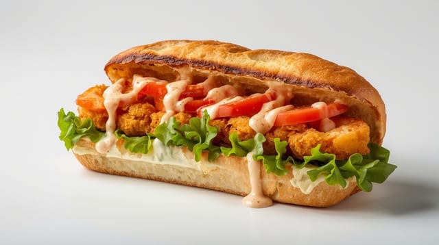 B2 . Po Boy With Crispy Shrimps.